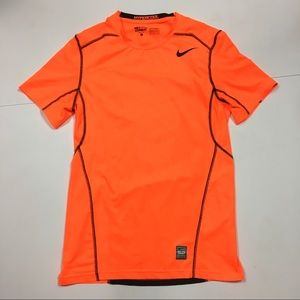 NIKE ORANGE NEON HYPERCOOL FITTED RUNNING MENS TOP
